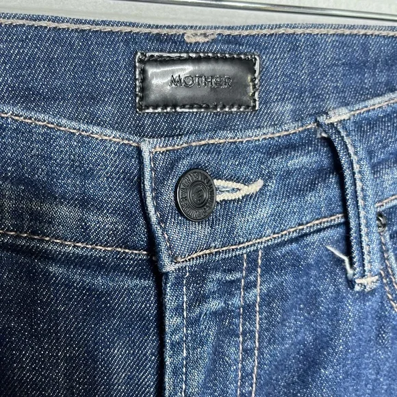 MOTHER Women Denim Jeans Stunner Zip Ankle Step Fray Sweeping Racer Size 27 W28